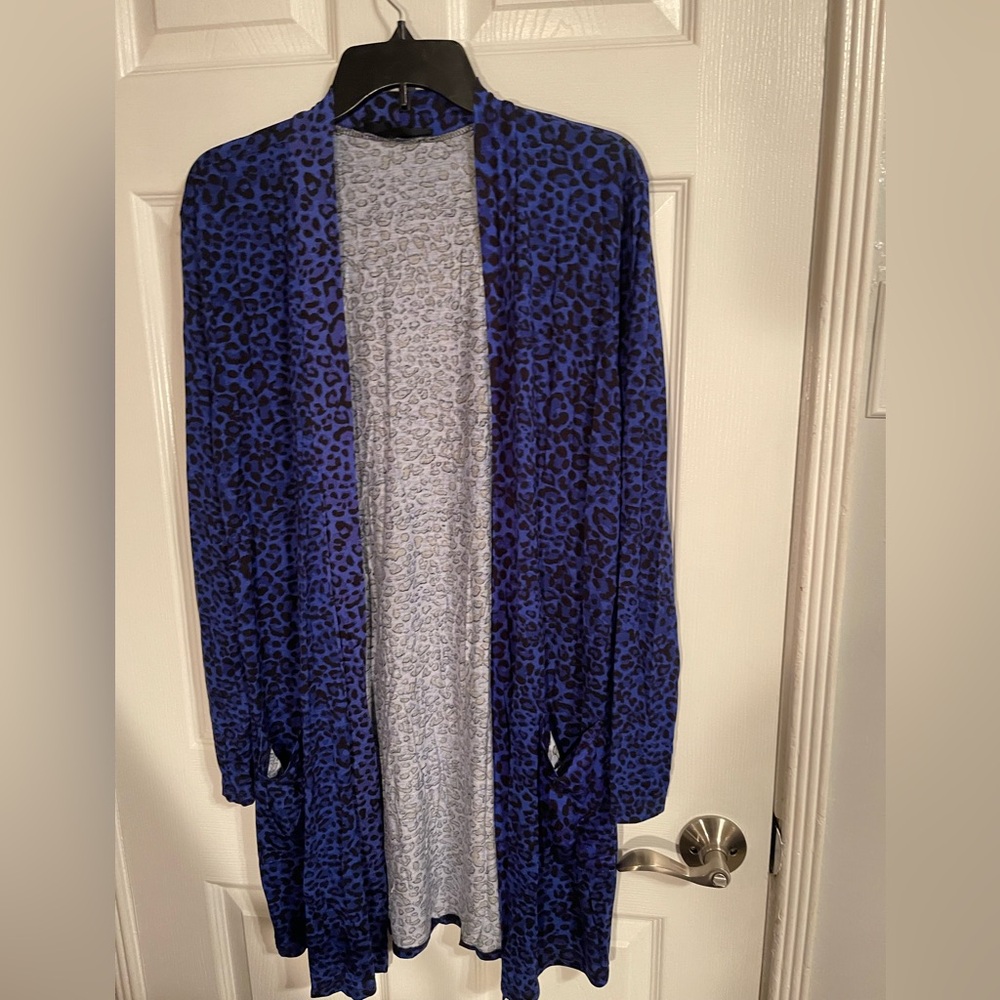 Blue Leopard Print Cardigan